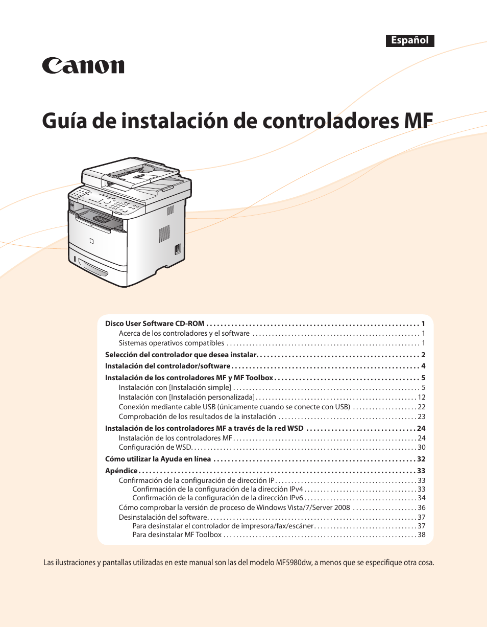 Canon i-SENSYS MF5980dw Manual del usuario | Páginas: 40