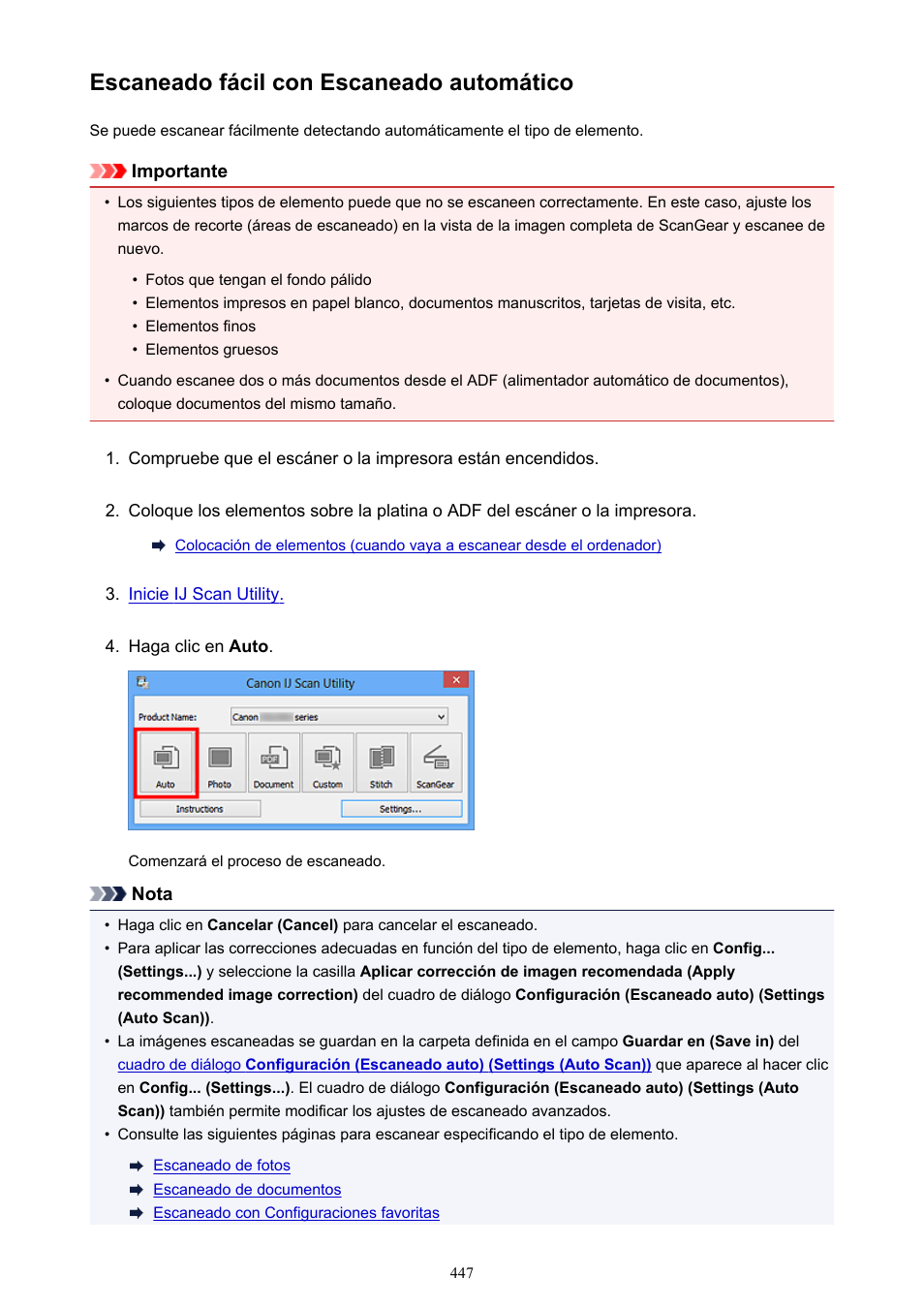 Escaneado fácil con escaneado automático | Canon PIXMA MX475 Manual del usuario | Página 447 / 973