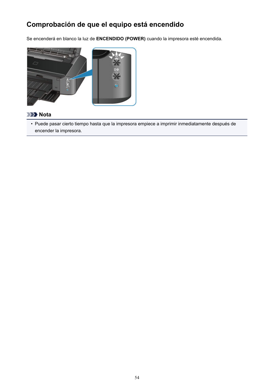 Comprobación de que el equipo está encendido | Canon PIXMA iP8750 Manual del usuario | Página 54 / 421