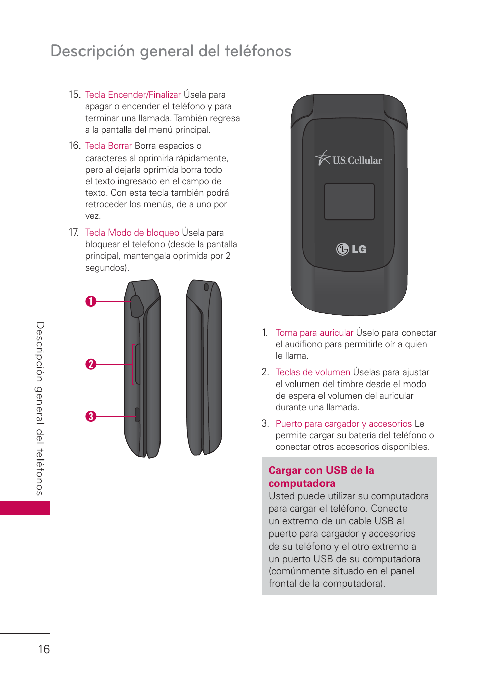 Descripción general del teléfonos | LG UN161 Manual del usuario | Página 18 / 105