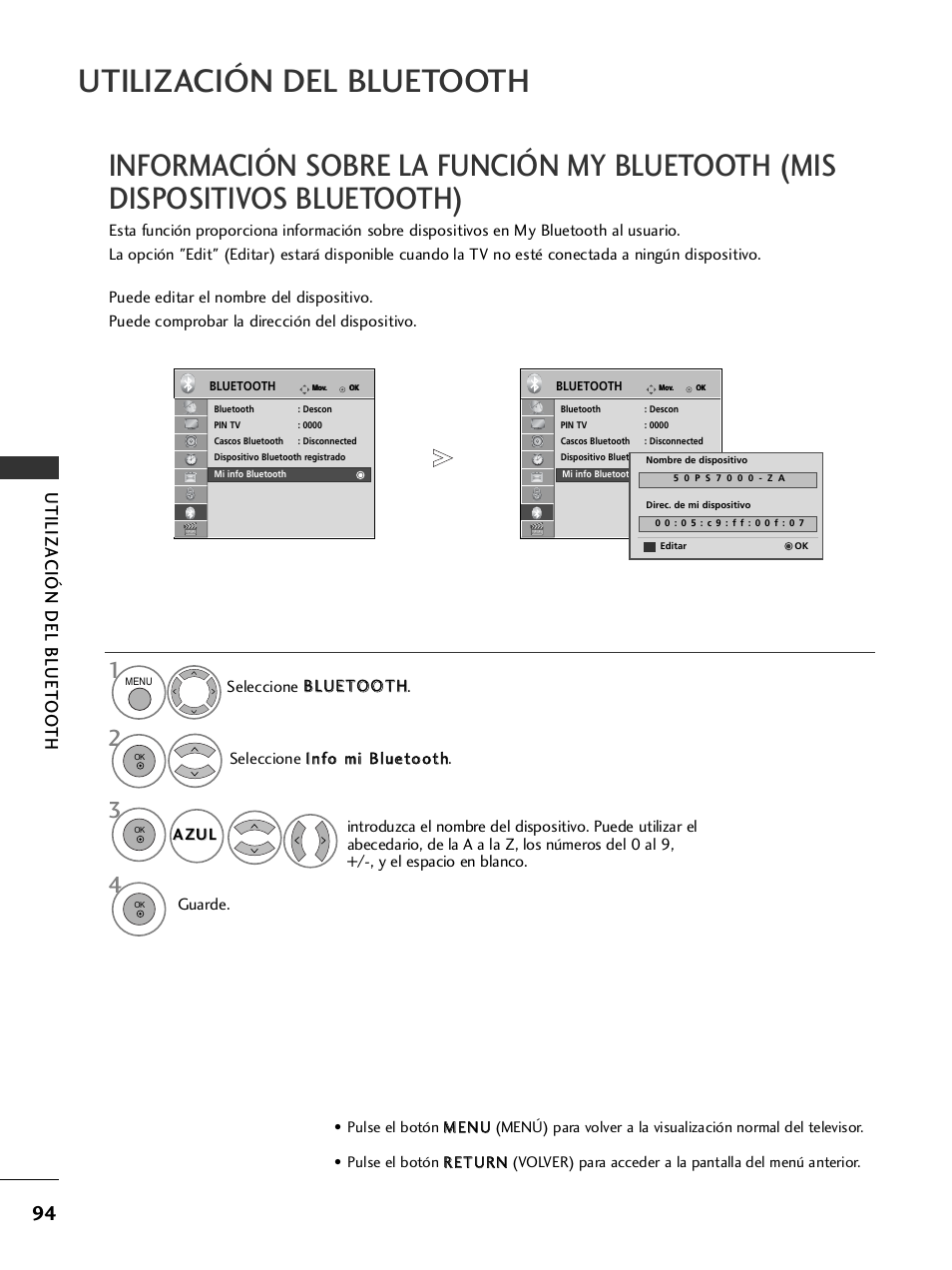 Utilización del bluetooth, Utiliza ción del bluet oo th | LG 32LH40 Manual del usuario | Página 96 / 180