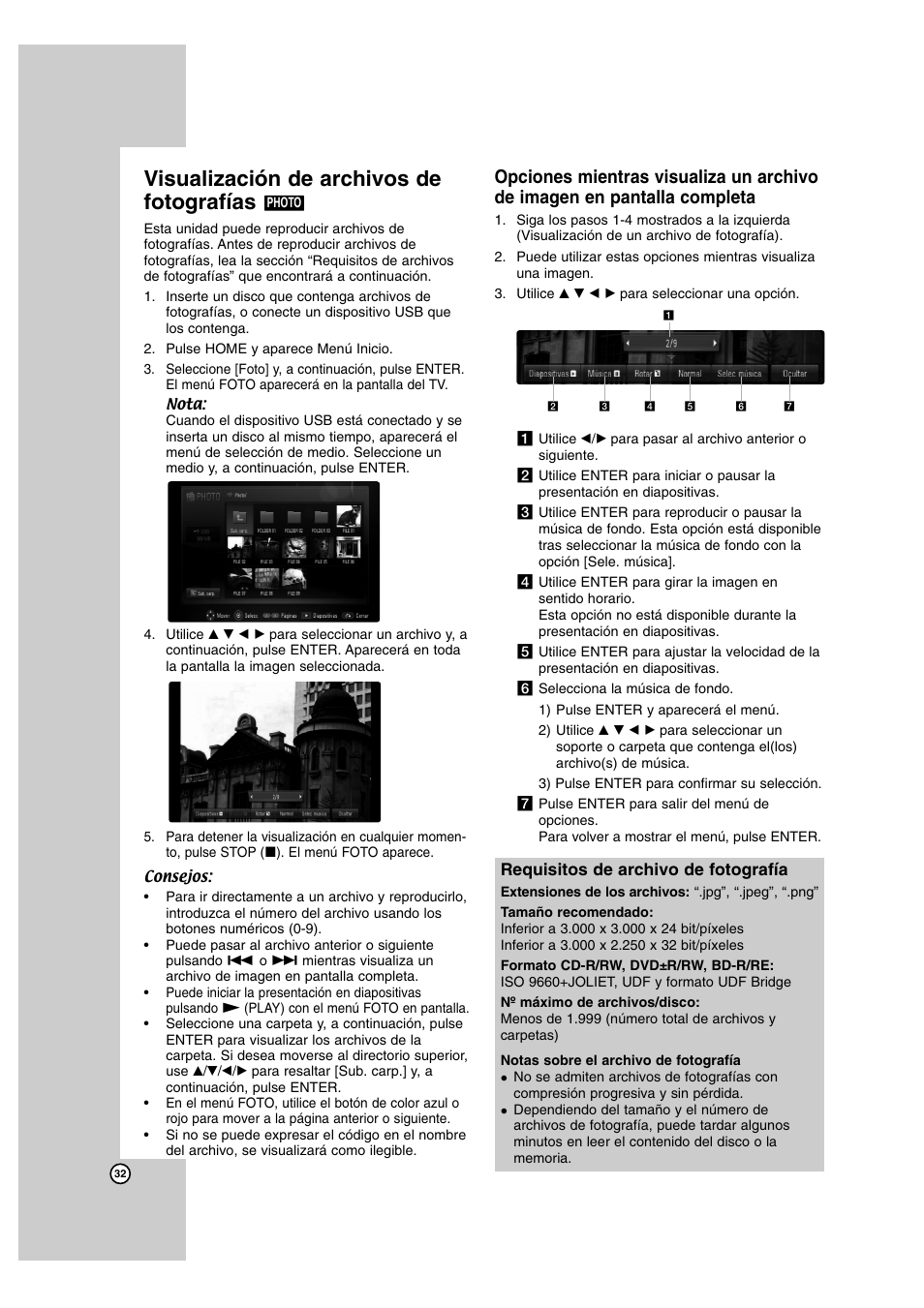 Visualización de archivos de fotografías | LG BD300 Manual del usuario | Página 32 / 40