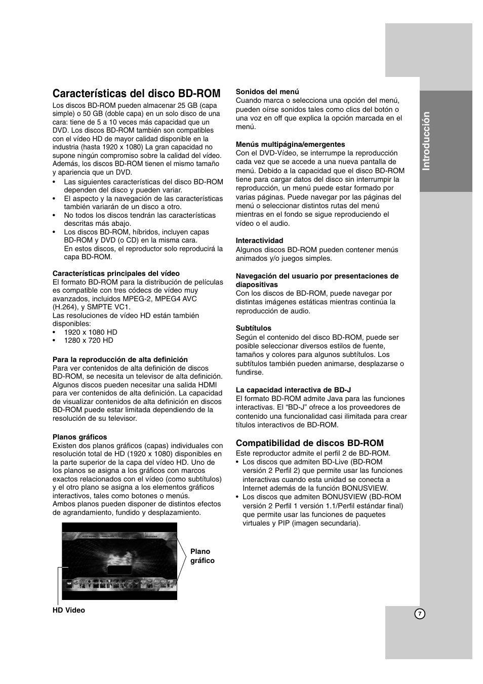Características del disco bd-rom, Introducción | LG BD300 Manual del usuario | Página 7 / 40