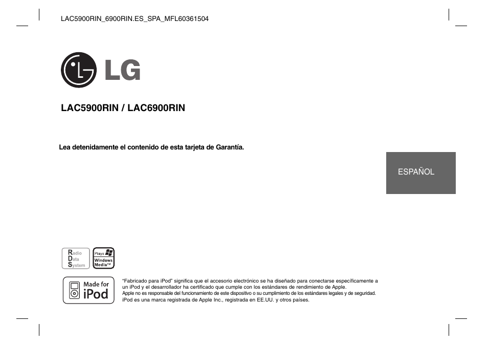 LG LAC6900RIN Manual del usuario | Páginas: 16