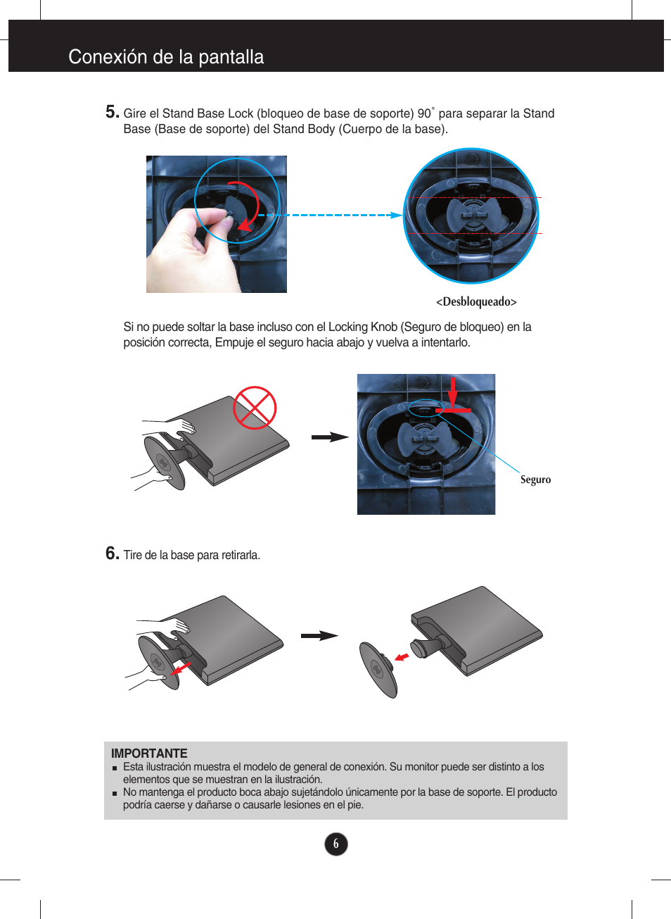 Conexión de la pantalla | LG W1943SS-PF Manual del usuario | Página 7 / 34