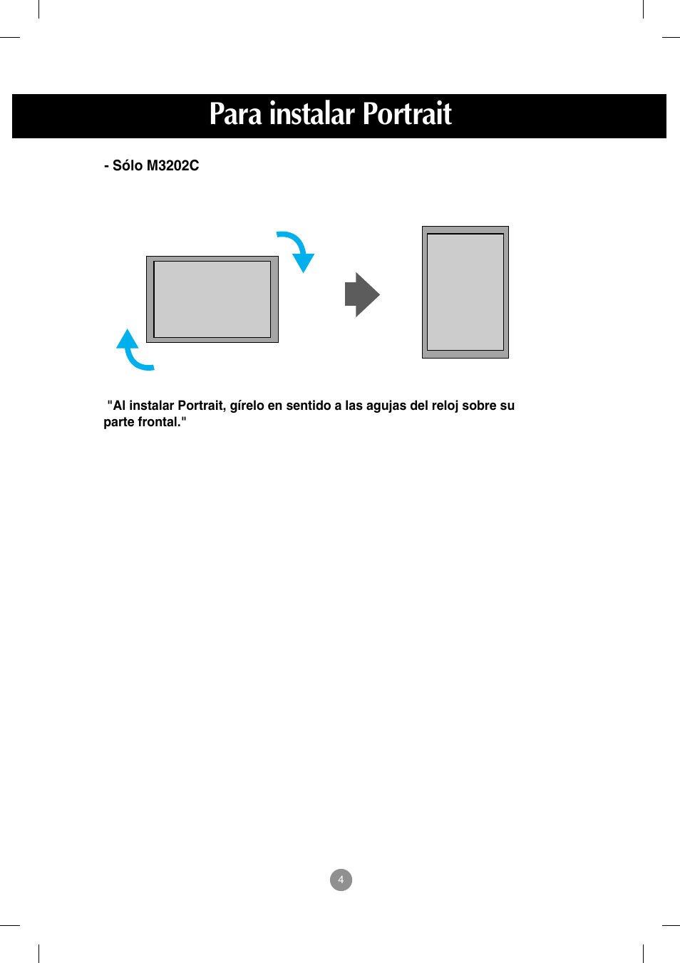 Para instalar portrait | LG M3702C-BA Manual del usuario | Página 5 / 67