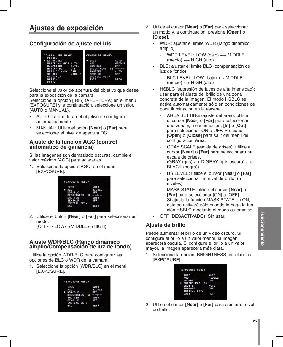 Ajustes de exposición | LG LT703P-B Manual del usuario | Página 25 / 32