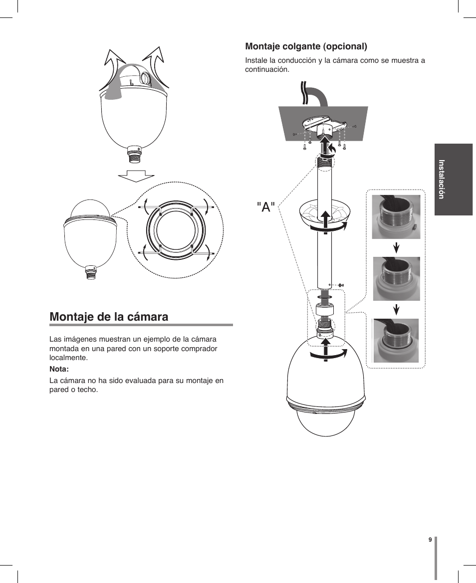 Montaje de la cámara | LG LT703P-B Manual del usuario | Página 9 / 32