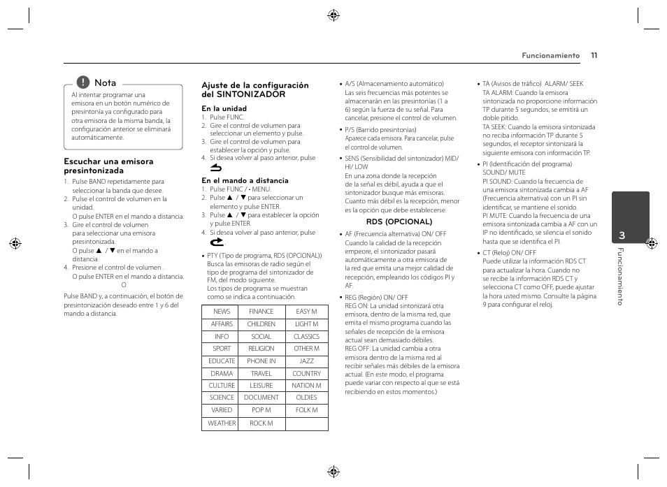 Nota | LG LCS520IP Manual del usuario | Página 11 / 16