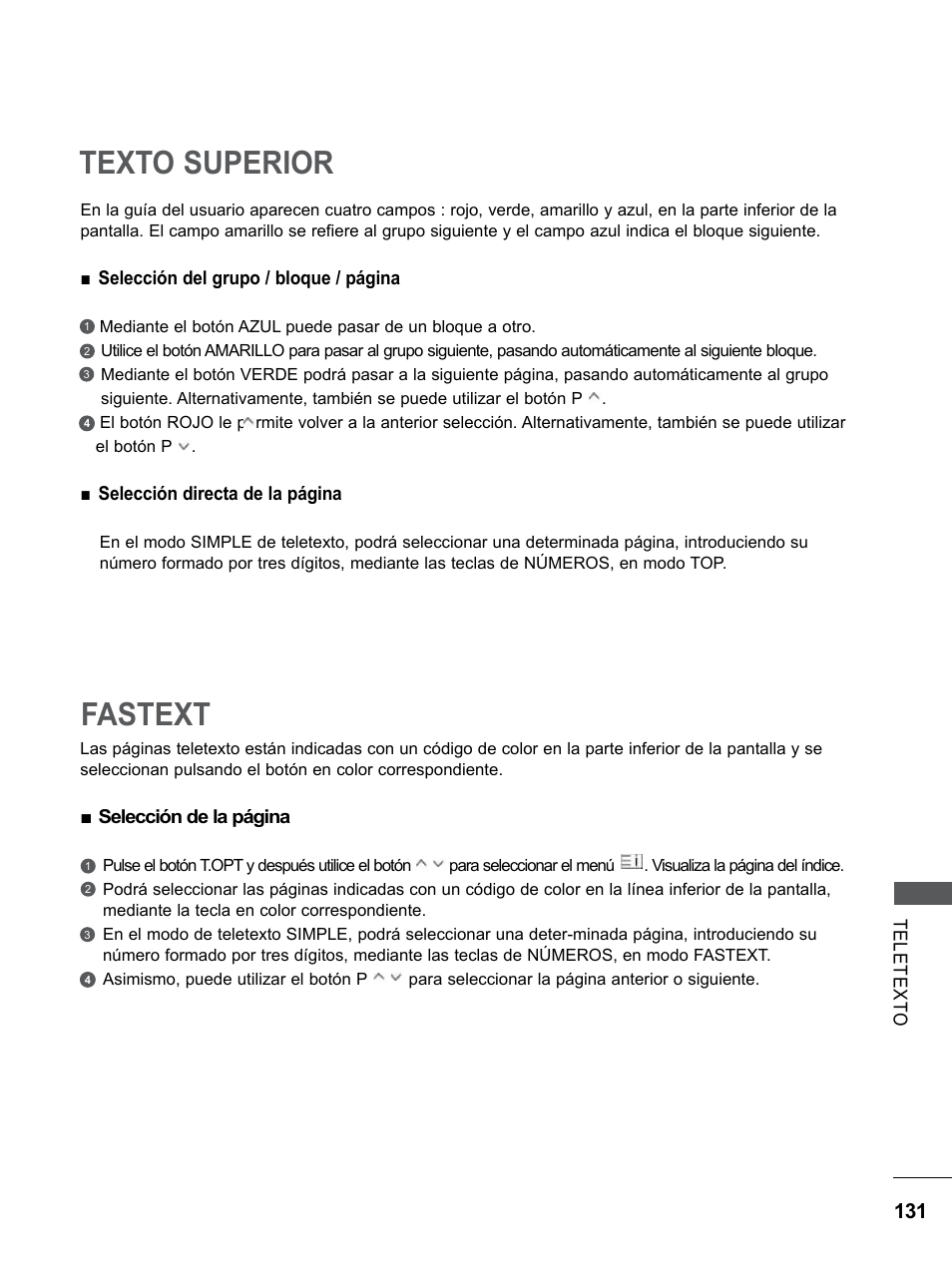 Texto superior, Fastext | LG 55LE5300 Manual del usuario | Página 179 / 206