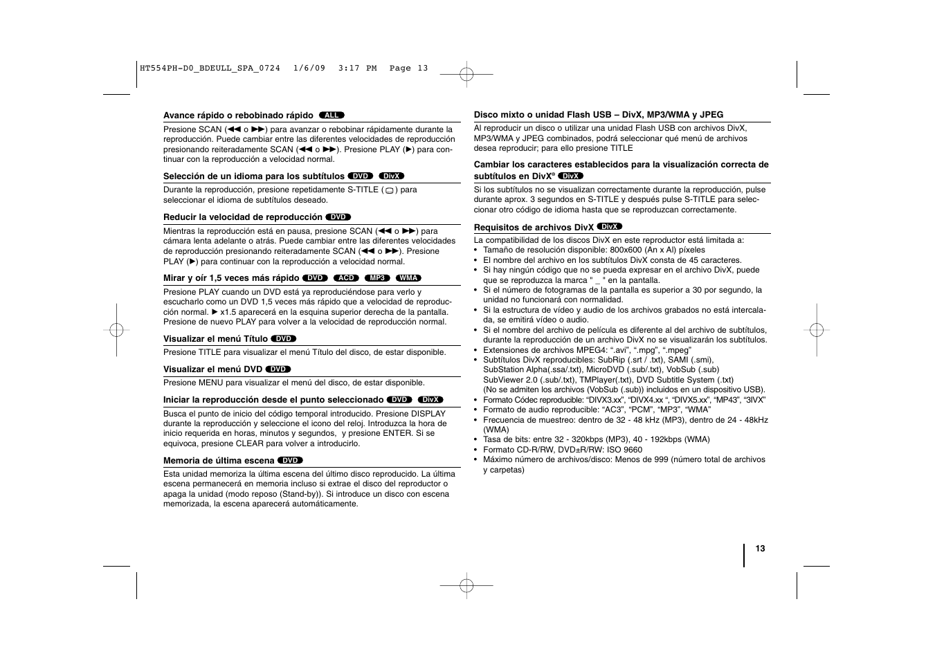 LG HT554PH Manual del usuario | Página 13 / 22