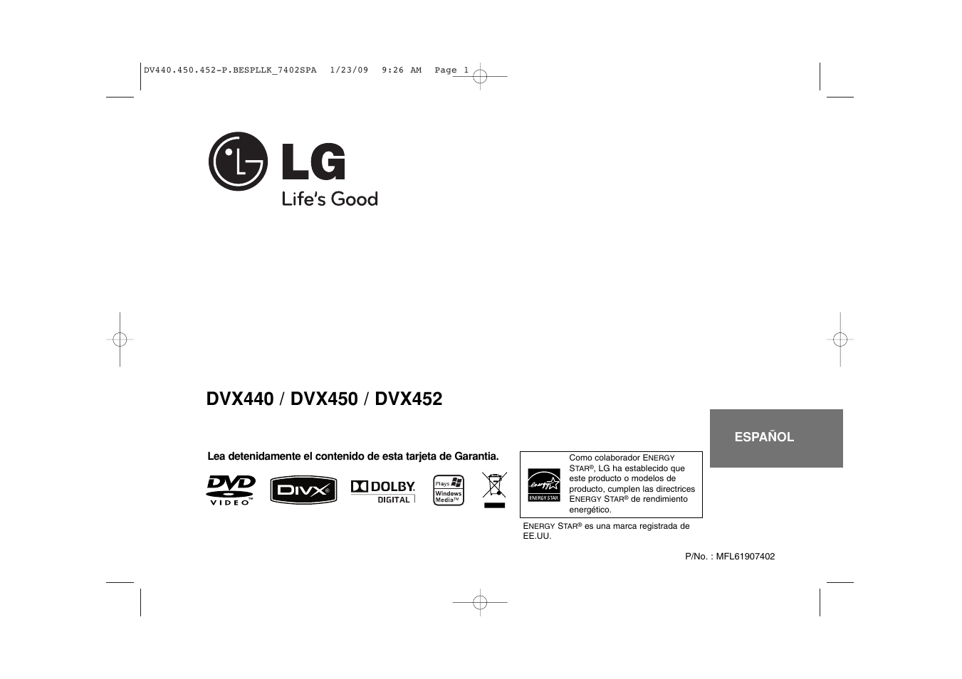 LG DVX440 Manual del usuario | Páginas: 15