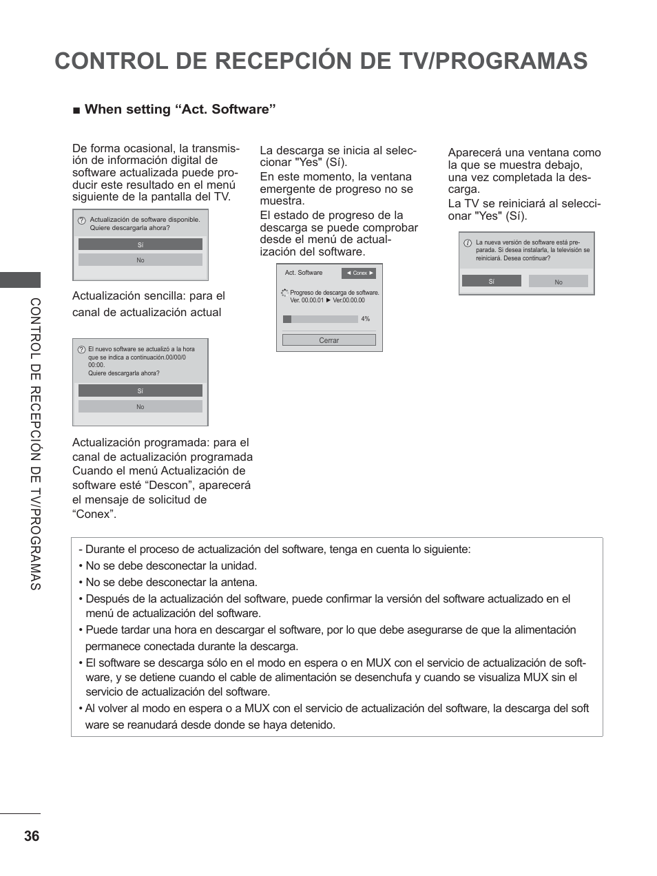 Control de recepción de tv/programas | LG 22LD350C Manual del usuario | Página 84 / 206