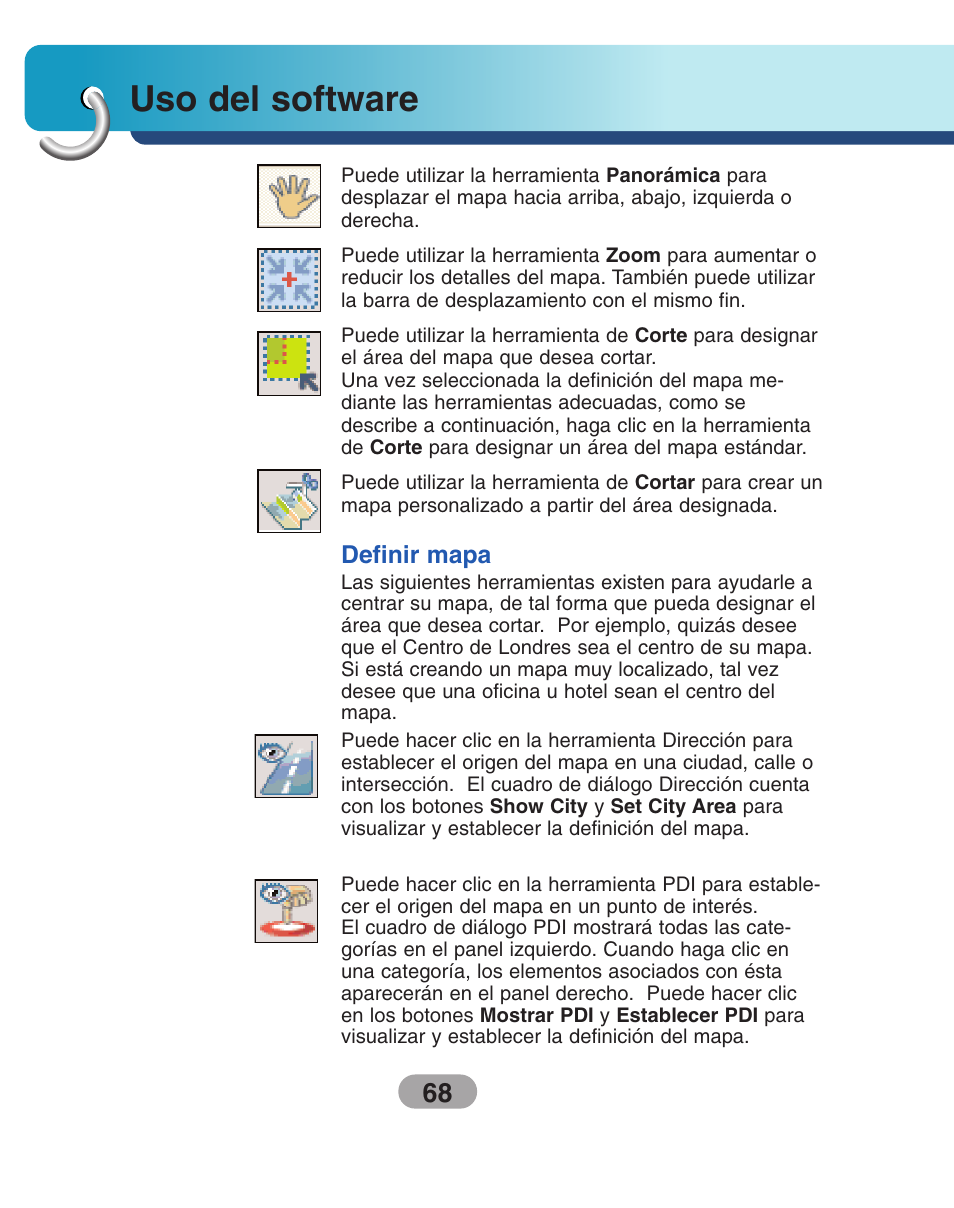Definir mapa, Uso del software | LG LN500 Manual del usuario | Página 68 / 80