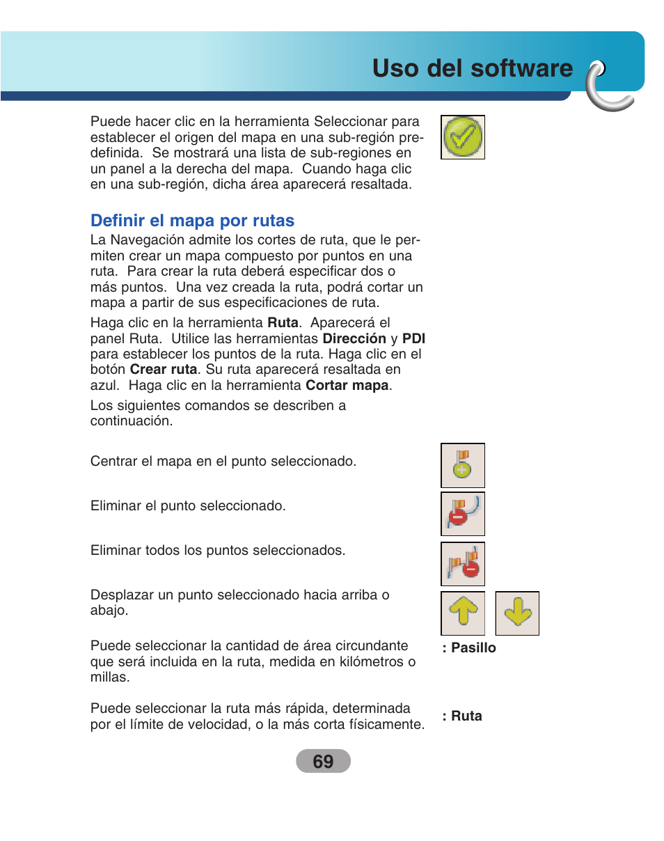 Definir el mapa por rutas, Uso del software | LG LN500 Manual del usuario | Página 69 / 80