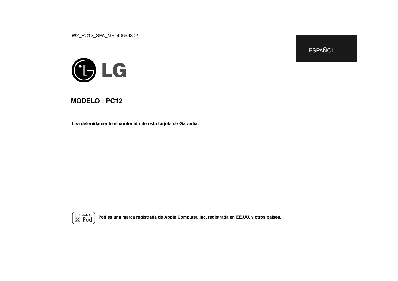 LG PC12 Manual del usuario | Páginas: 12