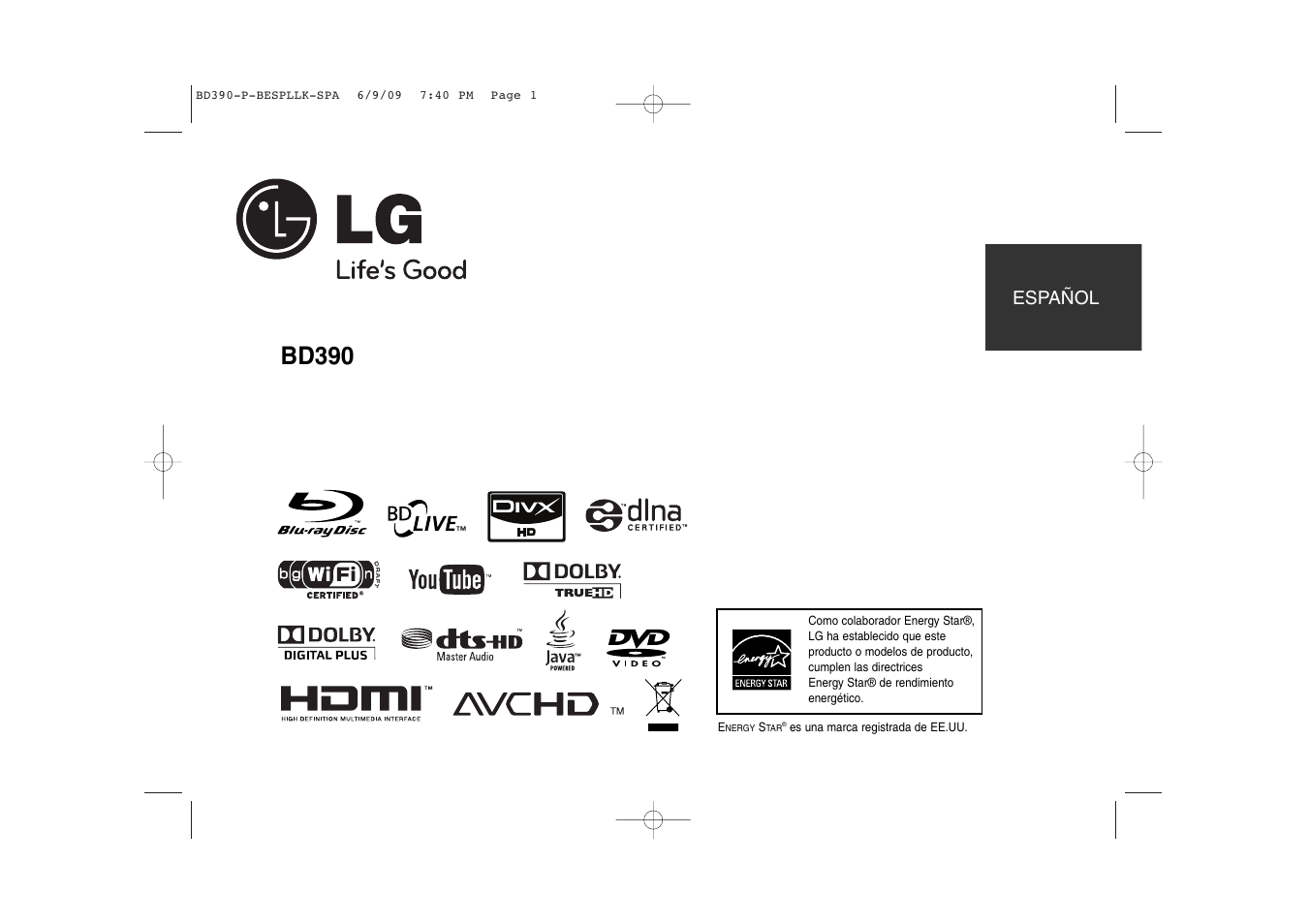 LG BD390 Manual del usuario | Páginas: 58