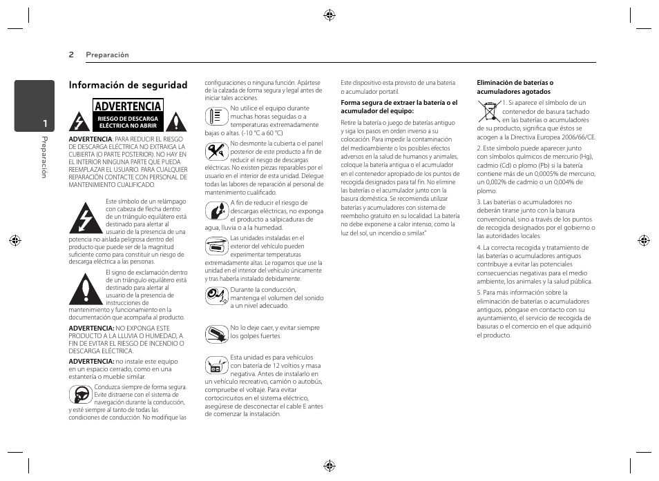 Advertencia, Información de seguridad | LG MAX220UB Manual del usuario | Página 2 / 14