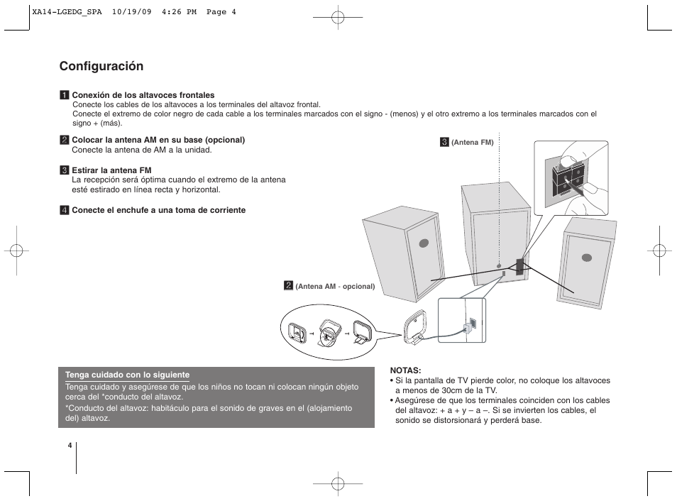Configuración | LG XA14 Manual del usuario | Página 4 / 10
