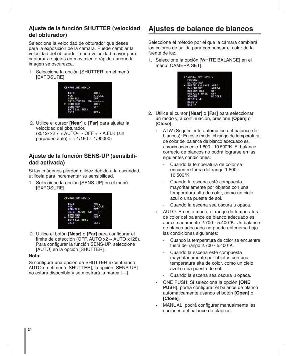 Ajustes de balance de blancos | LG LT303P-B Manual del usuario | Página 24 / 32