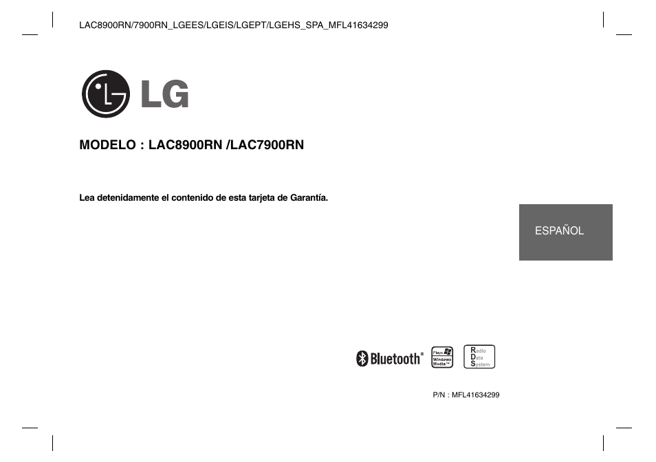 LG LAC7900RN Manual del usuario | Páginas: 20