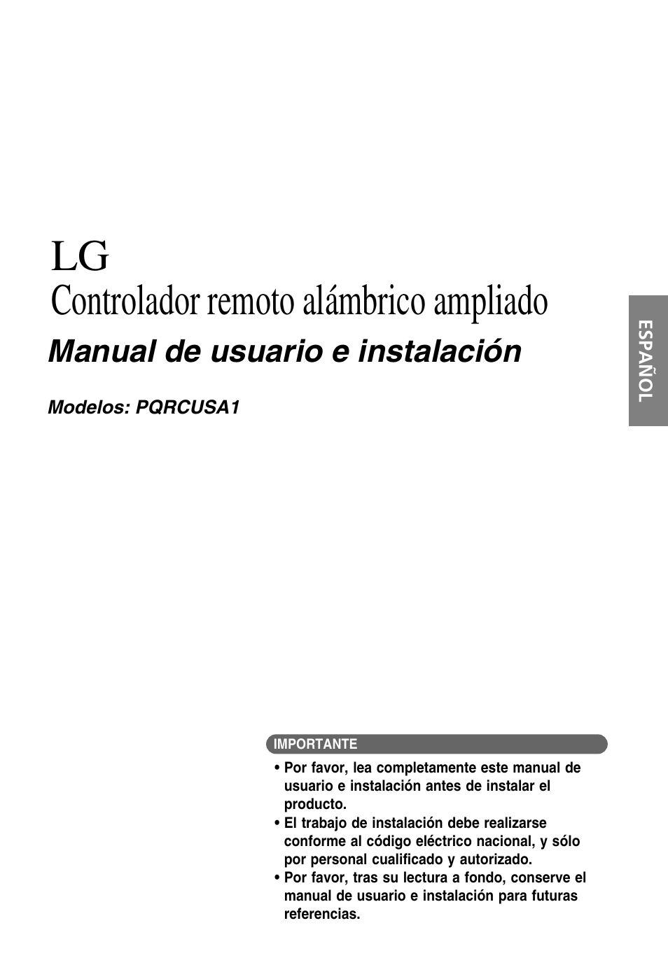 LG PQRCUSA1 Manual del usuario | Páginas: 55