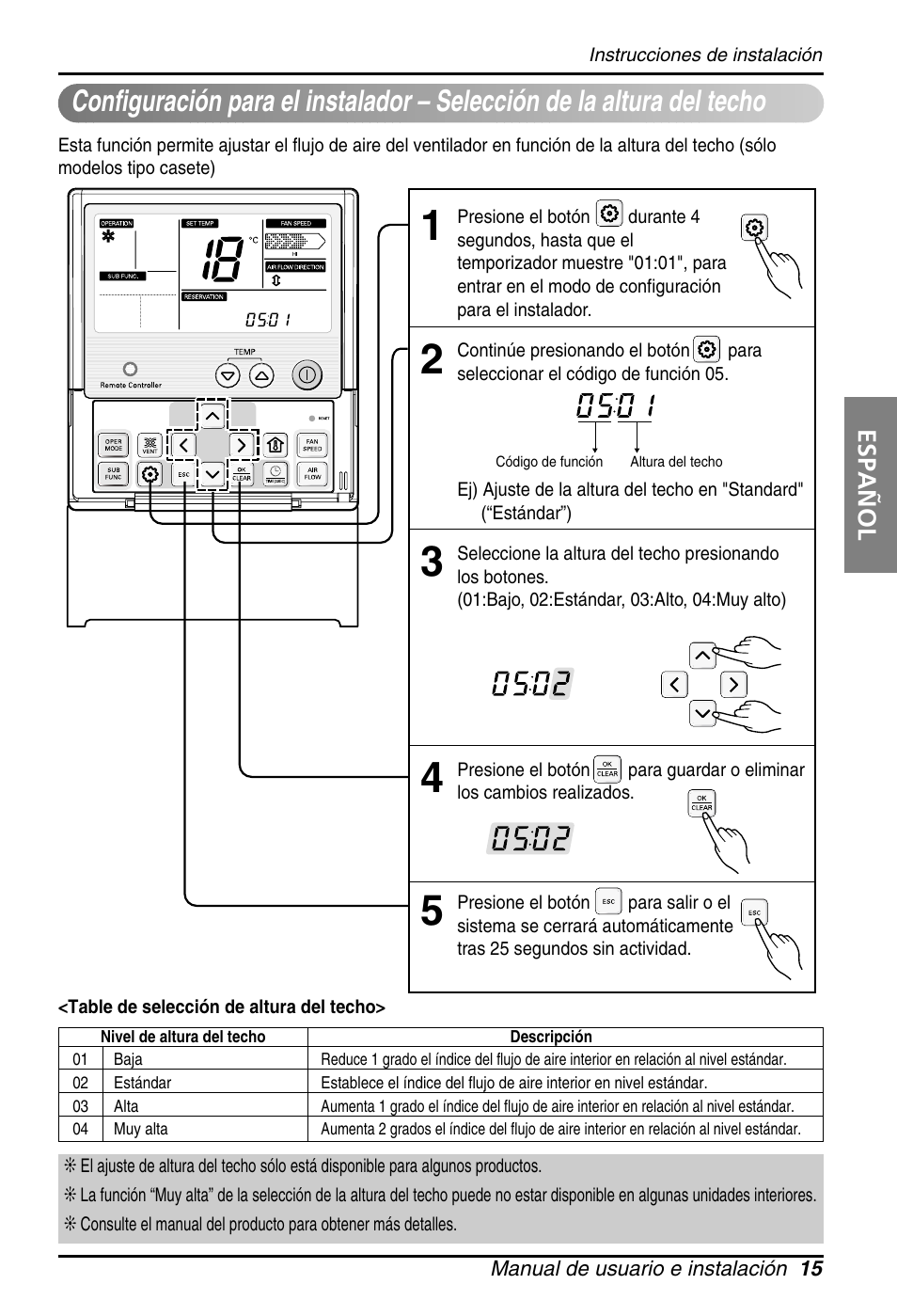 Español | LG PQRCUSA1 Manual del usuario | Página 15 / 55