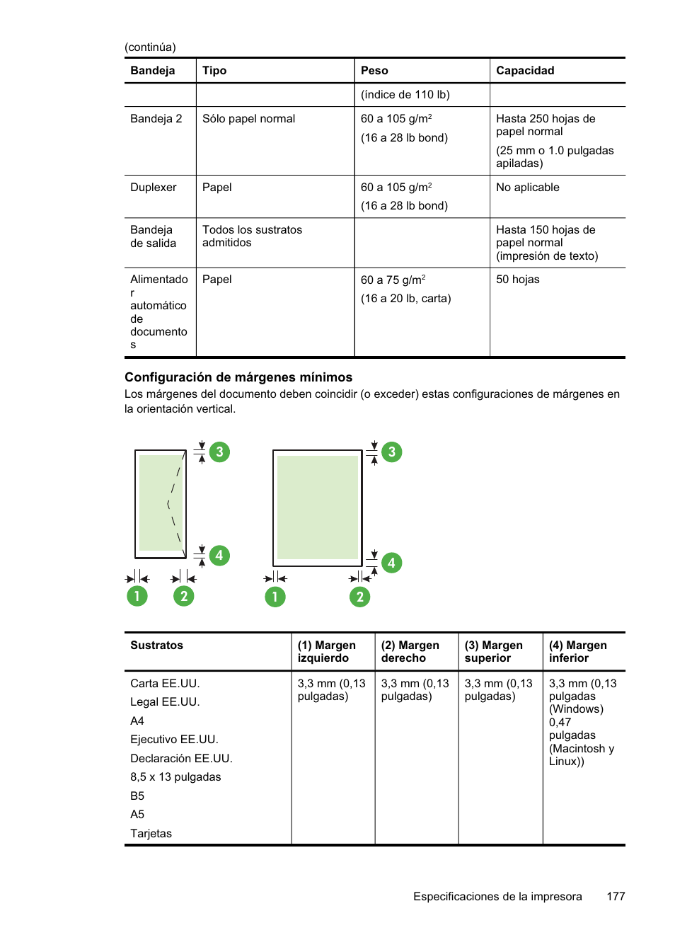 Configuración de márgenes mínimos | HP Officejet Pro 8500A Manual del usuario | Página 181 / 264