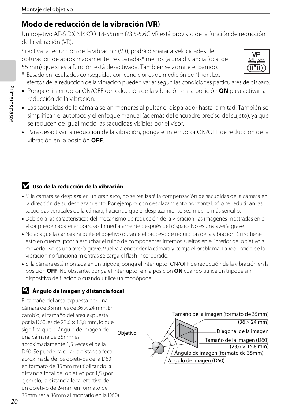 Modo de reducción de la vibración (vr) | Nikon D60 Manual del usuario | Página 32 / 204