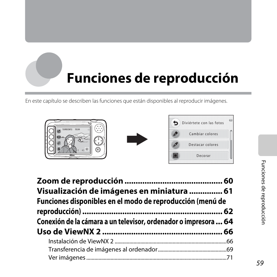 Funciones de reproducción | Nikon Coolpix S30 Manual del usuario | Página 85 / 190