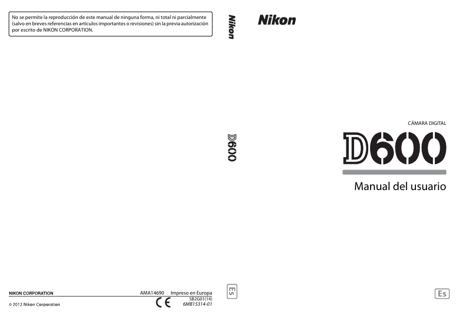 Nikon D600 Manual del usuario | Páginas: 368