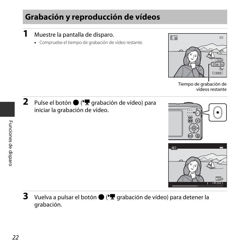Grabación y reproducción de vídeos | Nikon COOLPIX-L29 Manual del usuario | Página 42 / 156