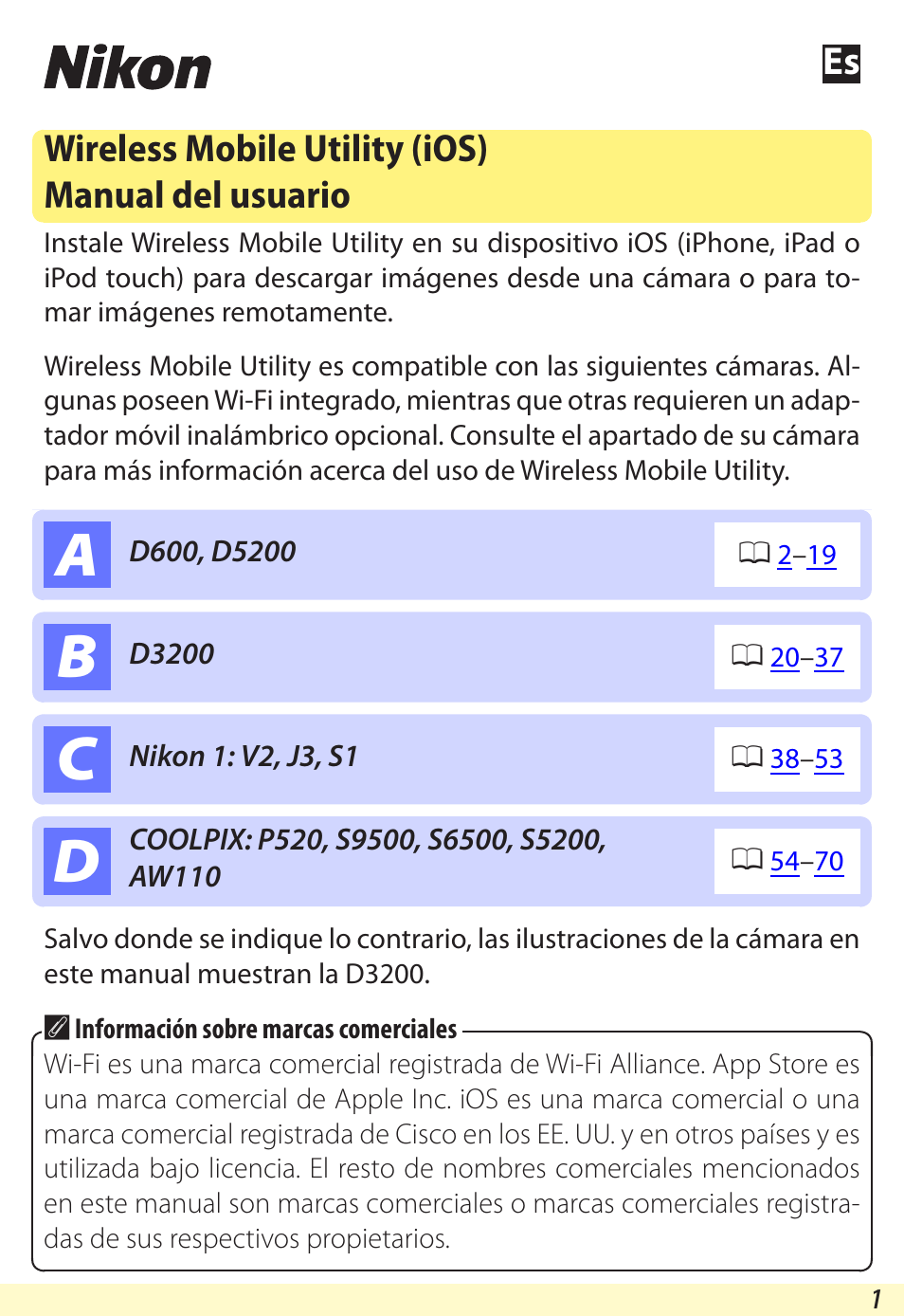 Nikon Wireless-Mobile-Utility Manual del usuario | Páginas: 70