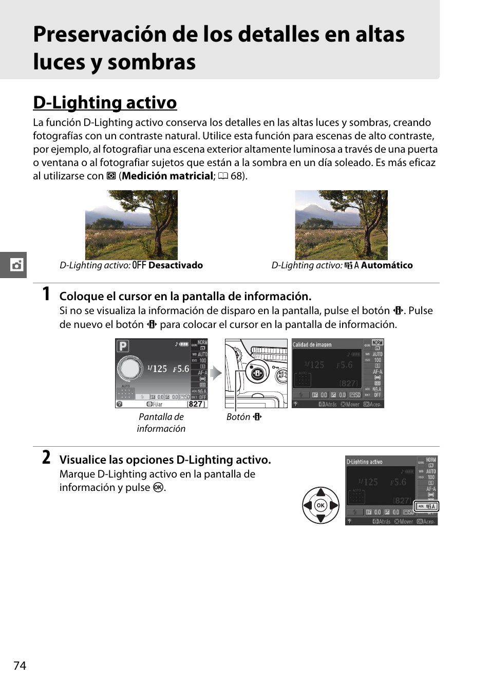 D-lighting activo | Nikon D5100 Manual del usuario | Página 92 / 260