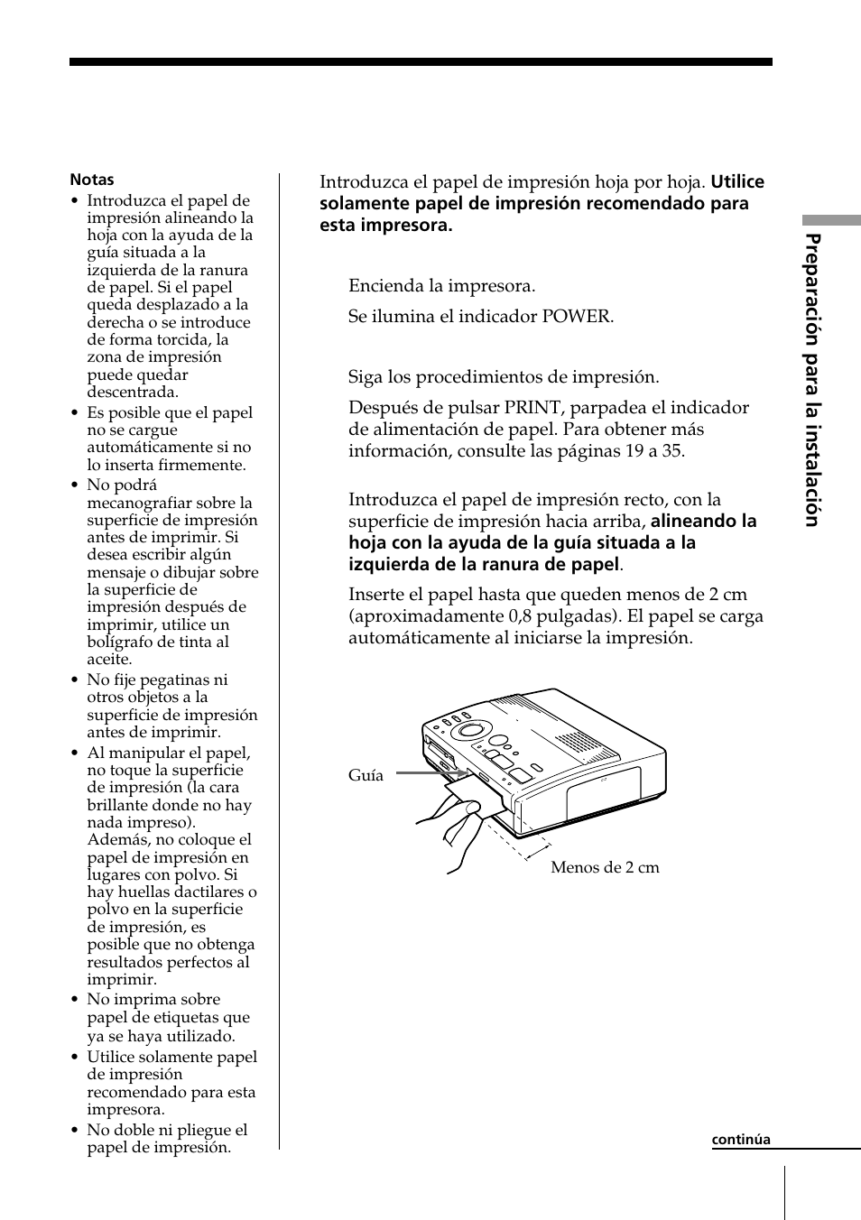 Inserción del papel de impresión, Inserimento della carta di stampa | Sony DPP-MS300E Manual del usuario | Página 17 / 112