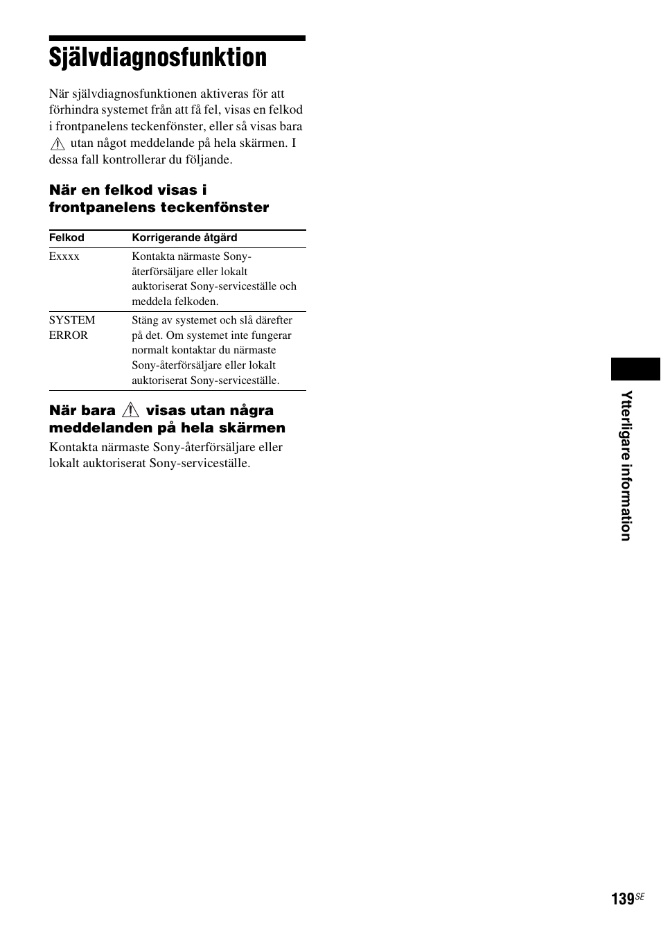 Självdiagnosfunktion | Sony BDV-IS1000 Manual del usuario | Página 299 / 315