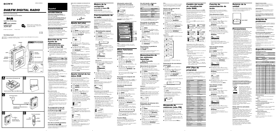 Sony XDR-M1 Manual del usuario | Páginas: 2