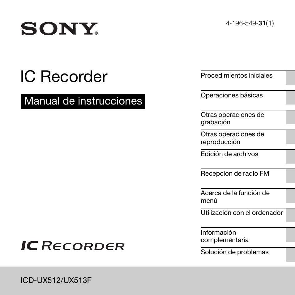 Sony ICD-UX513F Manual del usuario | Páginas: 163