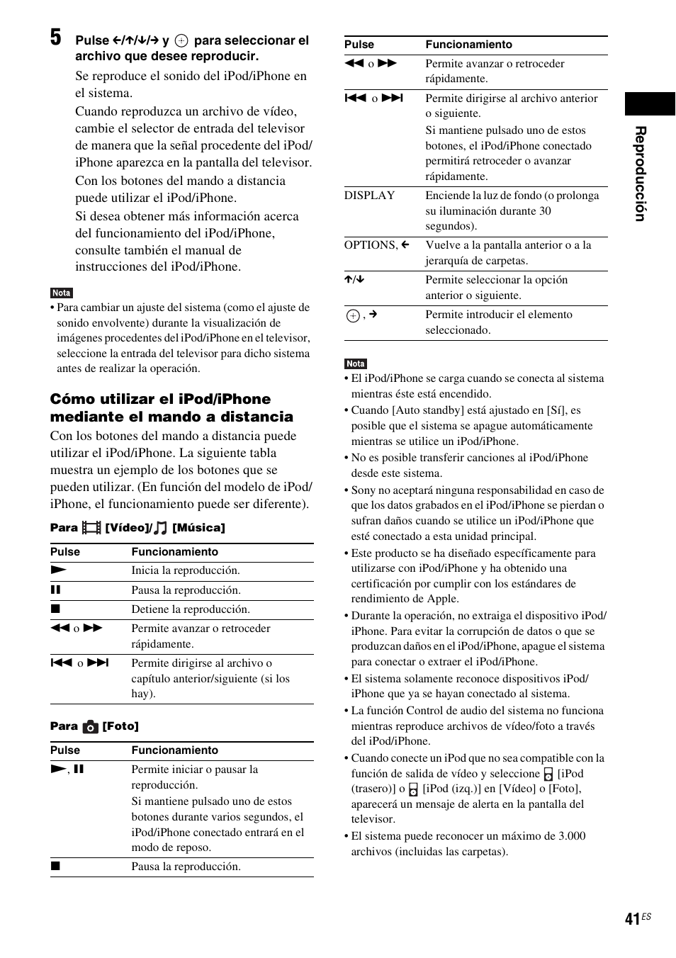 Re pr od ucc ión | Sony BDV-L600 Manual del usuario | Página 41 / 89
