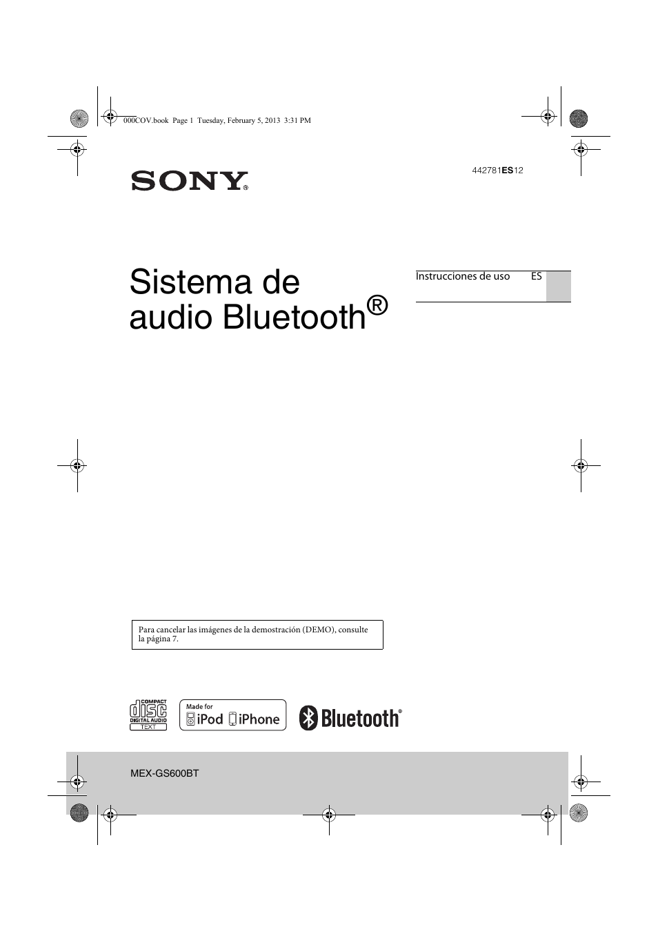 Sony MEX-GS600BT Manual del usuario | Páginas: 48