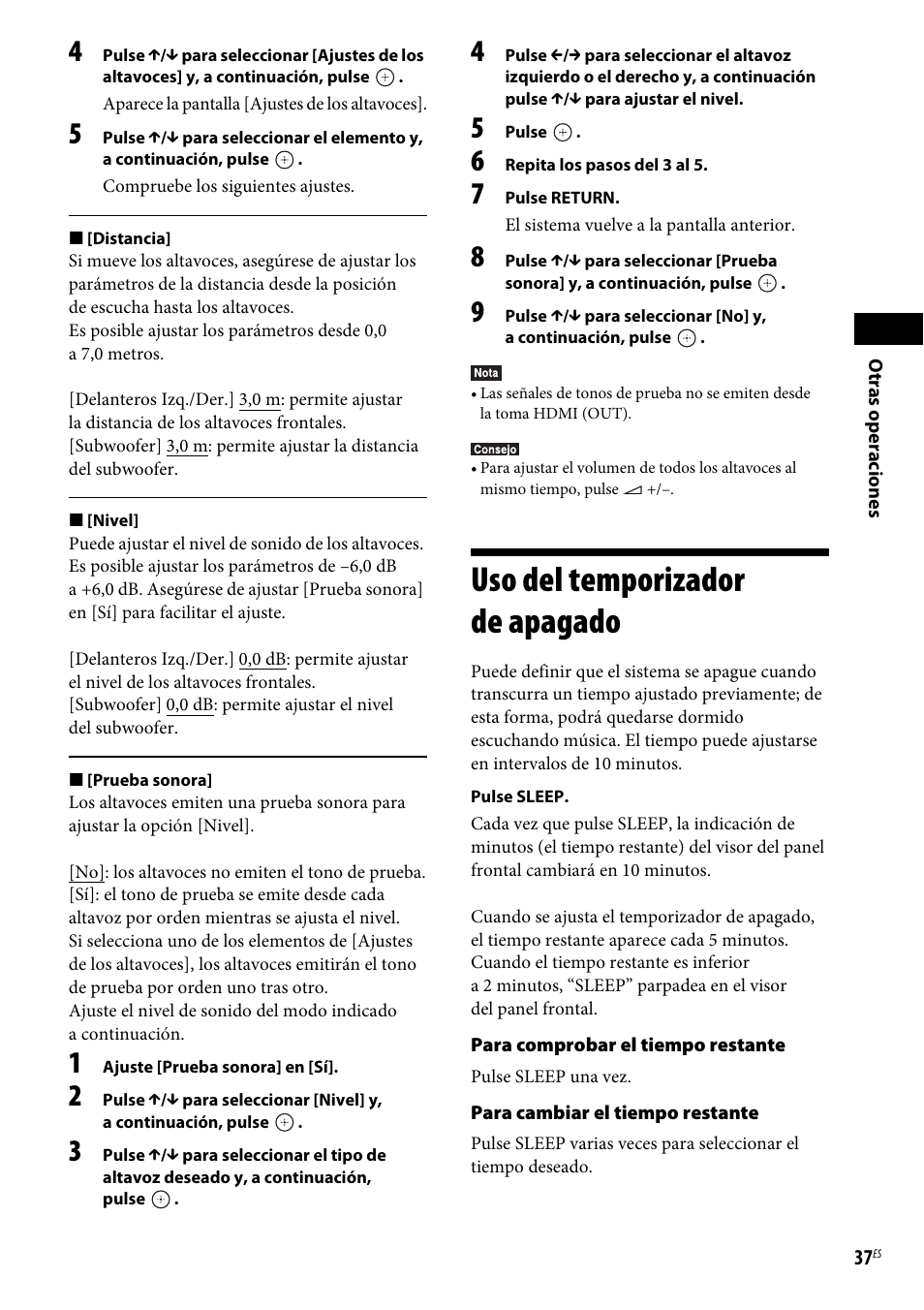 Uso del temporizador de apagado | Sony BDV-NF620 Manual del usuario | Página 37 / 62