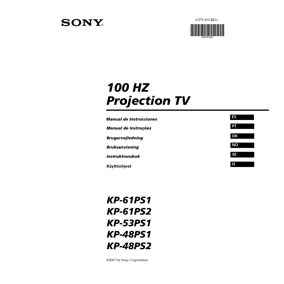 Sony KP-53PS1 Manual del usuario | Páginas: 196