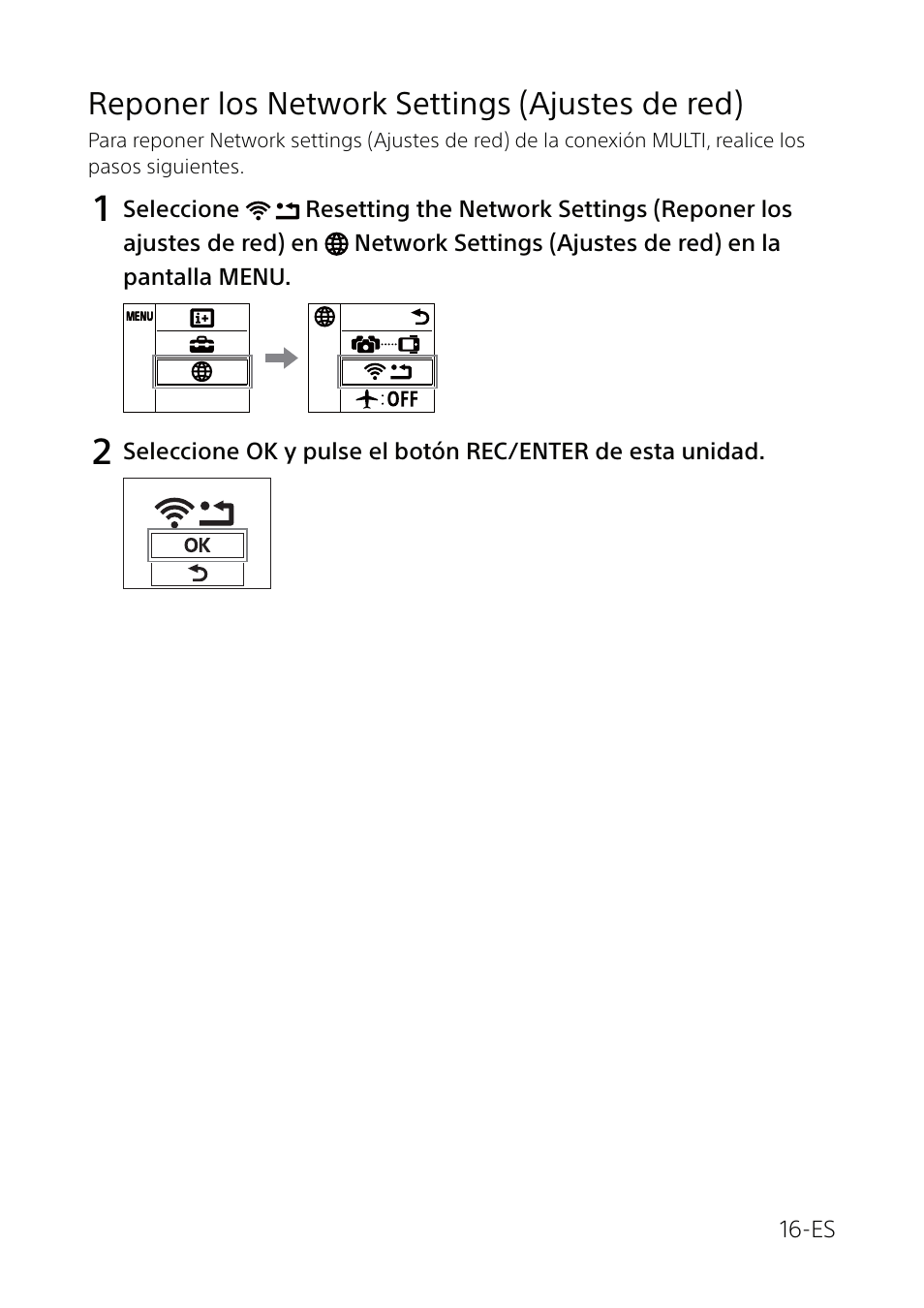 Reponer los network settings (ajustes de red) | Sony RM-LVR1 Manual del usuario | Página 16 / 16