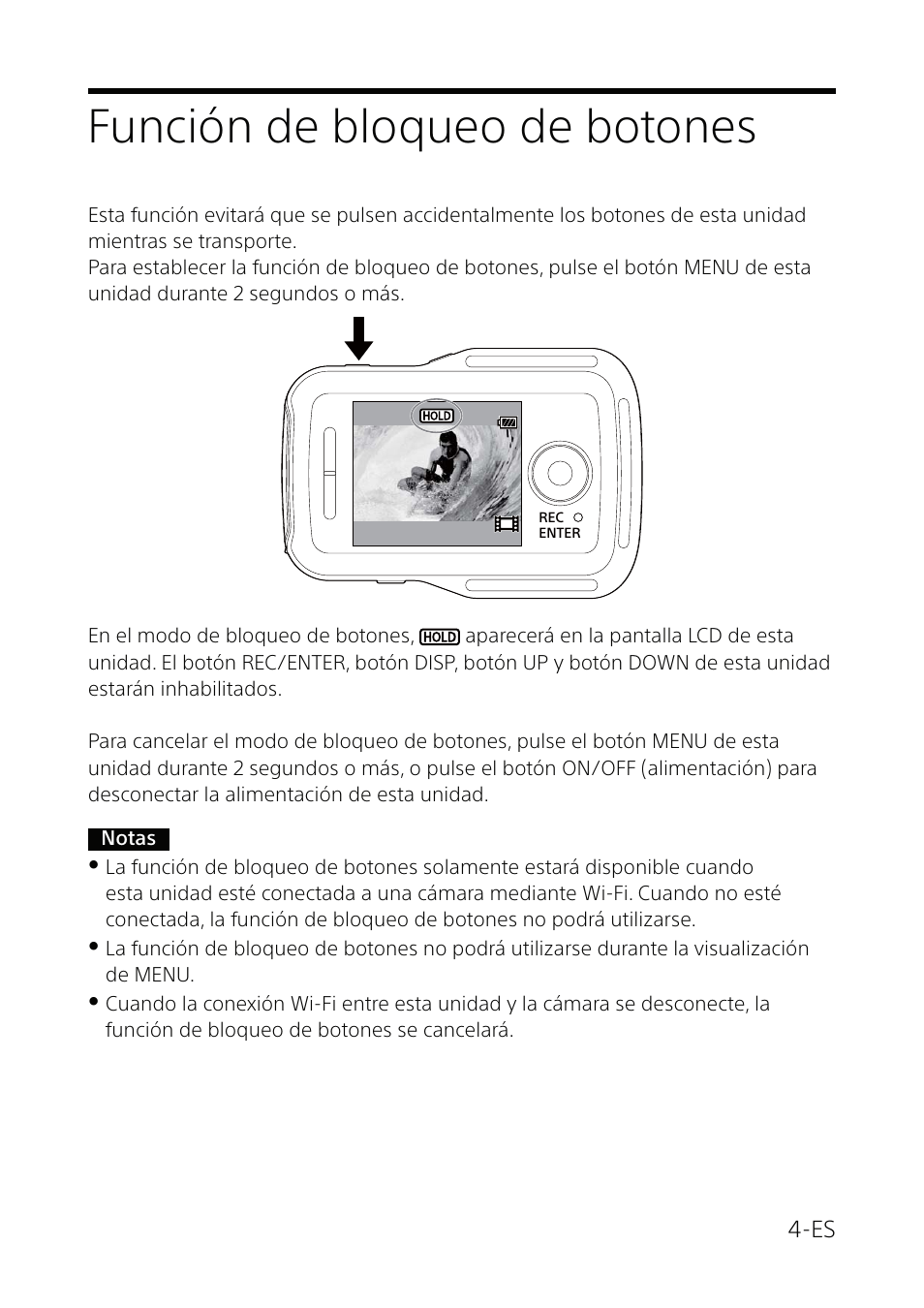Función de bloqueo de botones | Sony RM-LVR1 Manual del usuario | Página 4 / 16
