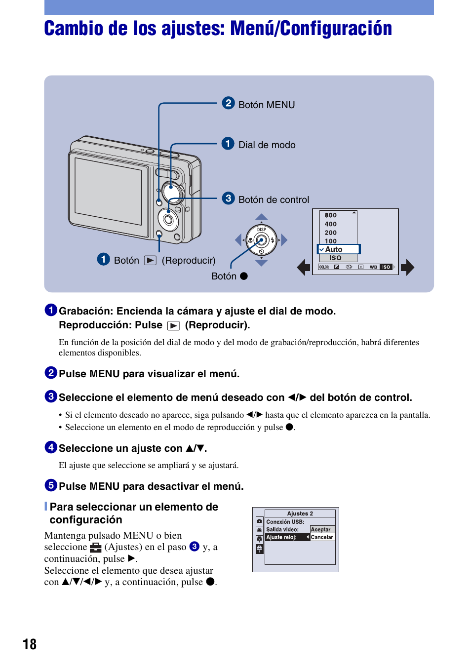 Cambio de los ajustes: menú/configuración | Sony DSC-S780 Manual del usuario | Página 18 / 64