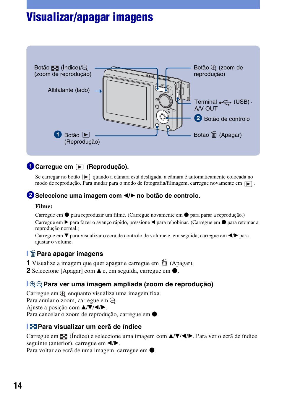Visualizar/apagar imagens | Sony DSC-S780 Manual del usuario | Página 44 / 64