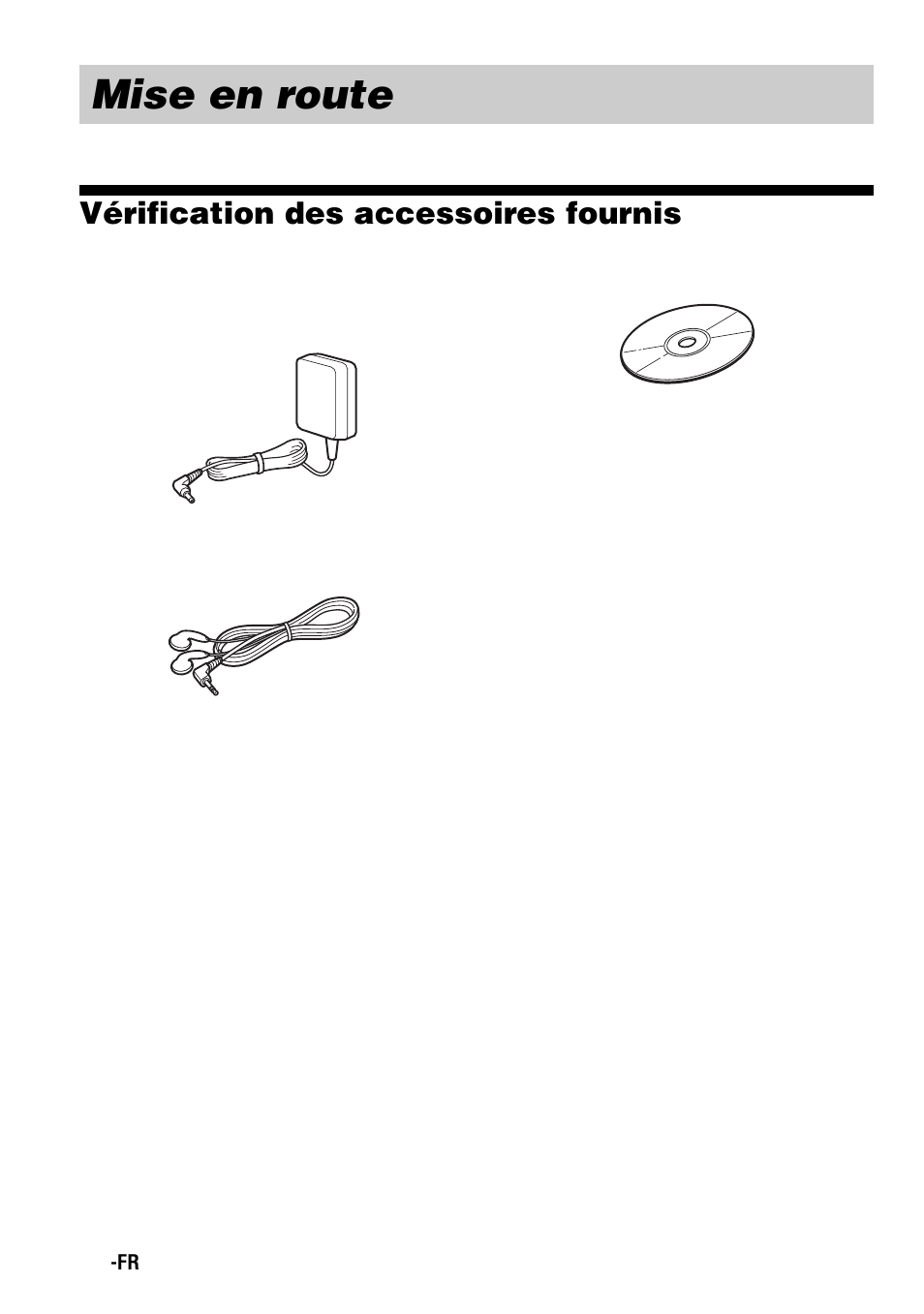 Mise en route, Vérification des accessoires fournis | Sony D-NE301 Manual del usuario | Página 70 / 92