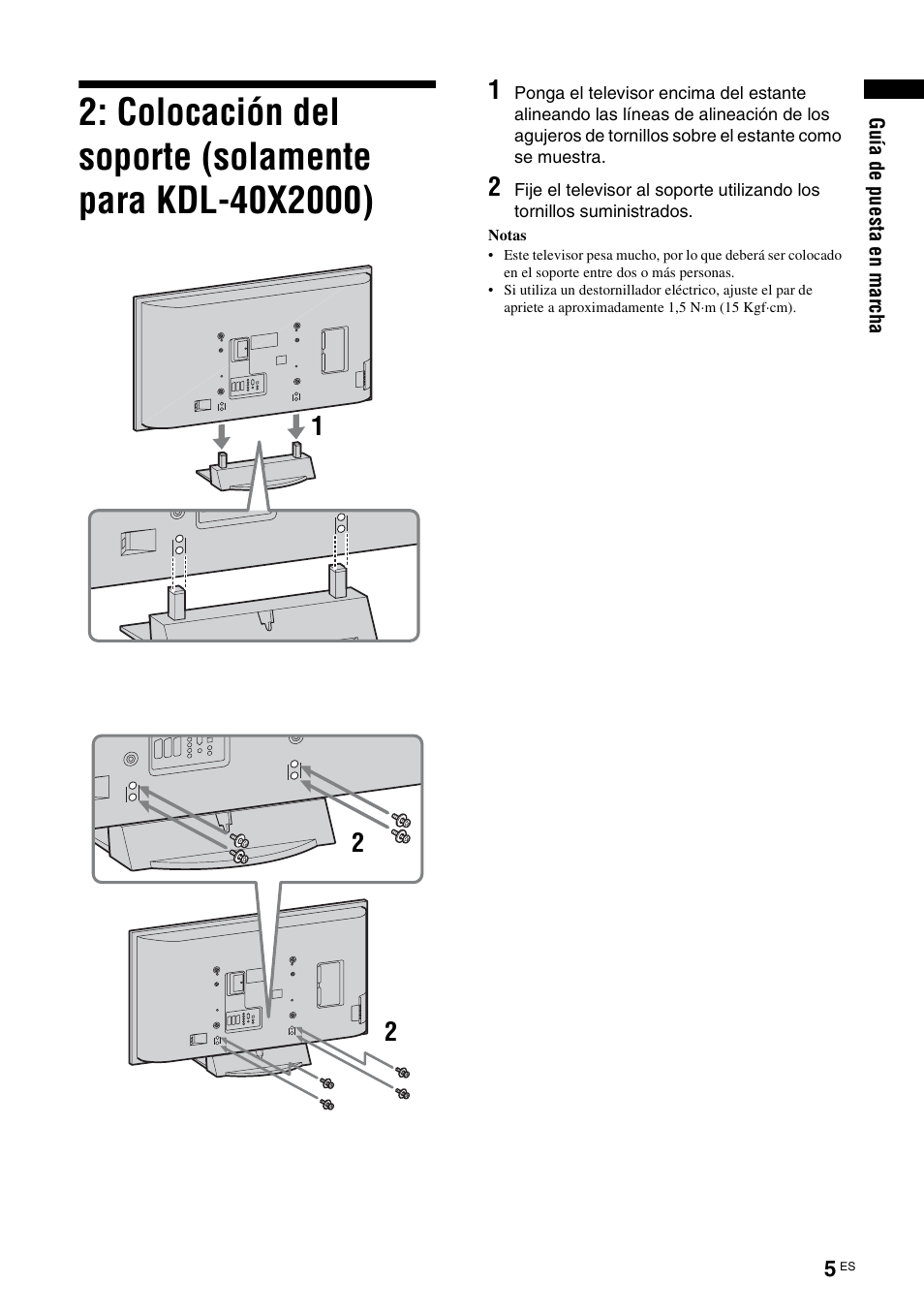 Sony KDL-40X2000 Manual del usuario | Página 5 / 164