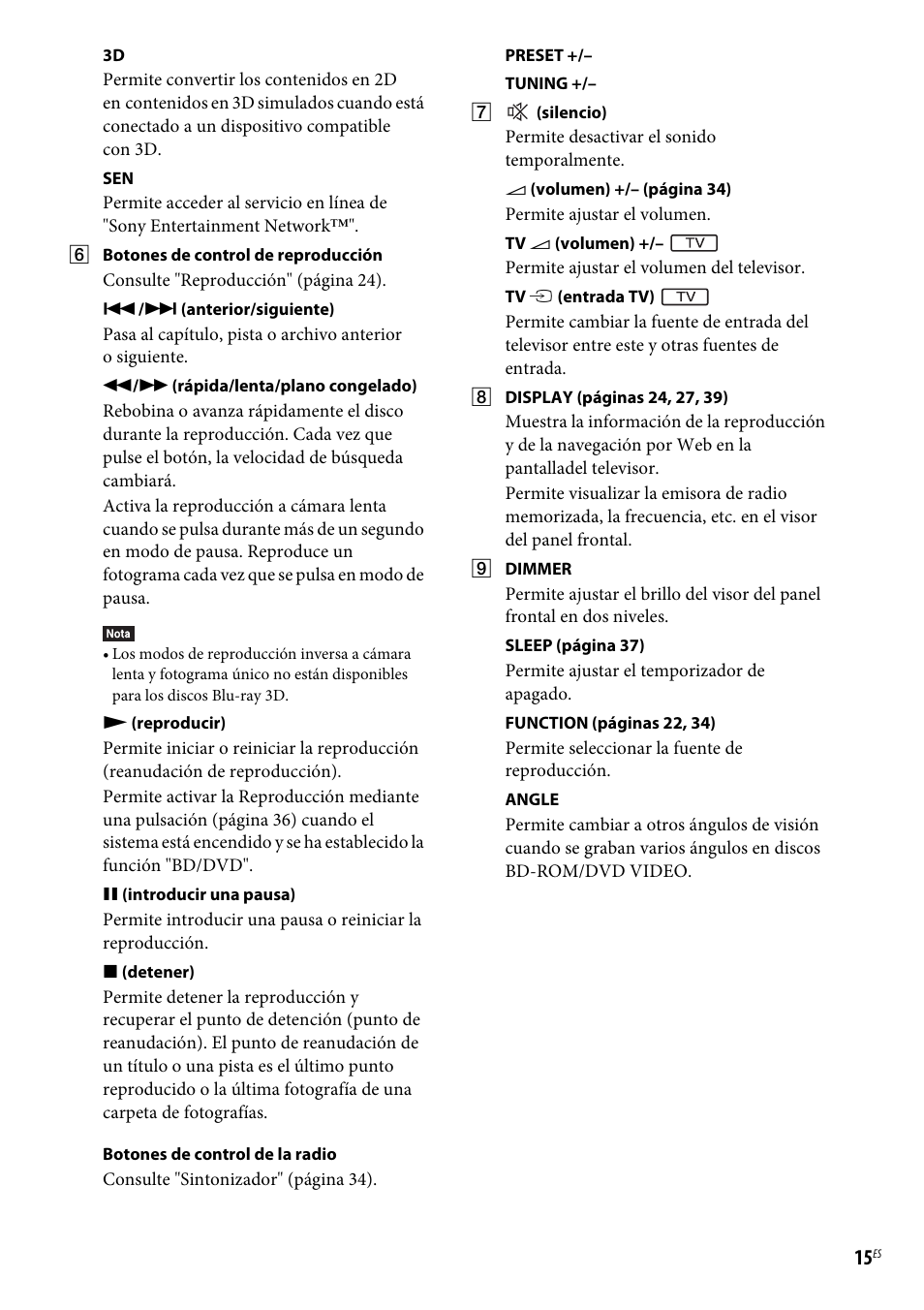 Sony BDV-E190 Manual del usuario | Página 15 / 60