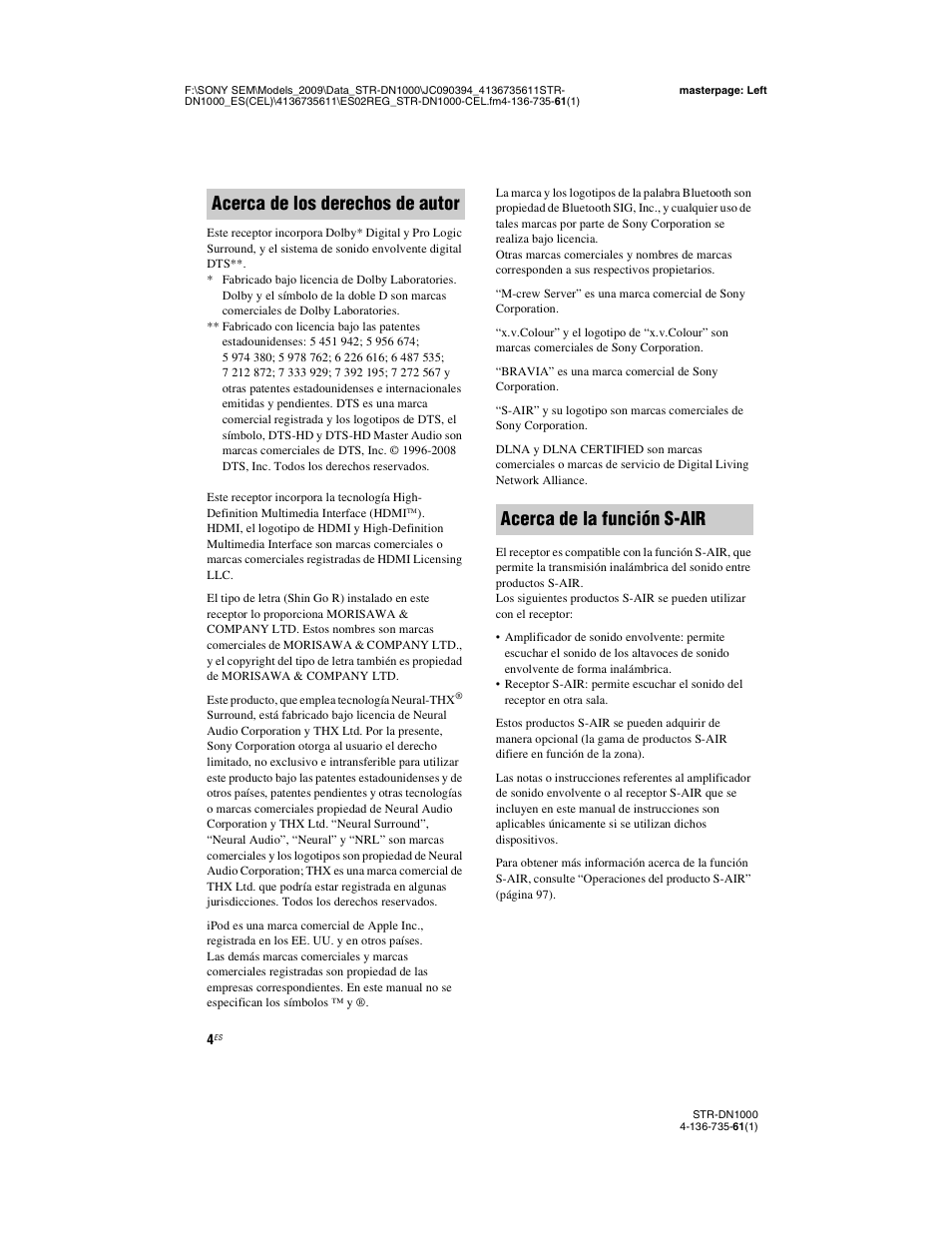 Sony STR-DN1000 Manual del usuario | Página 4 / 144